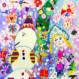 Рисунок "Снегурочка и Снеговик" на конкурс "Конкурс творческого рисунка “Свободная тема-2022”"