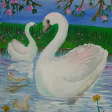 Рисунок "Лебеди на пруду"