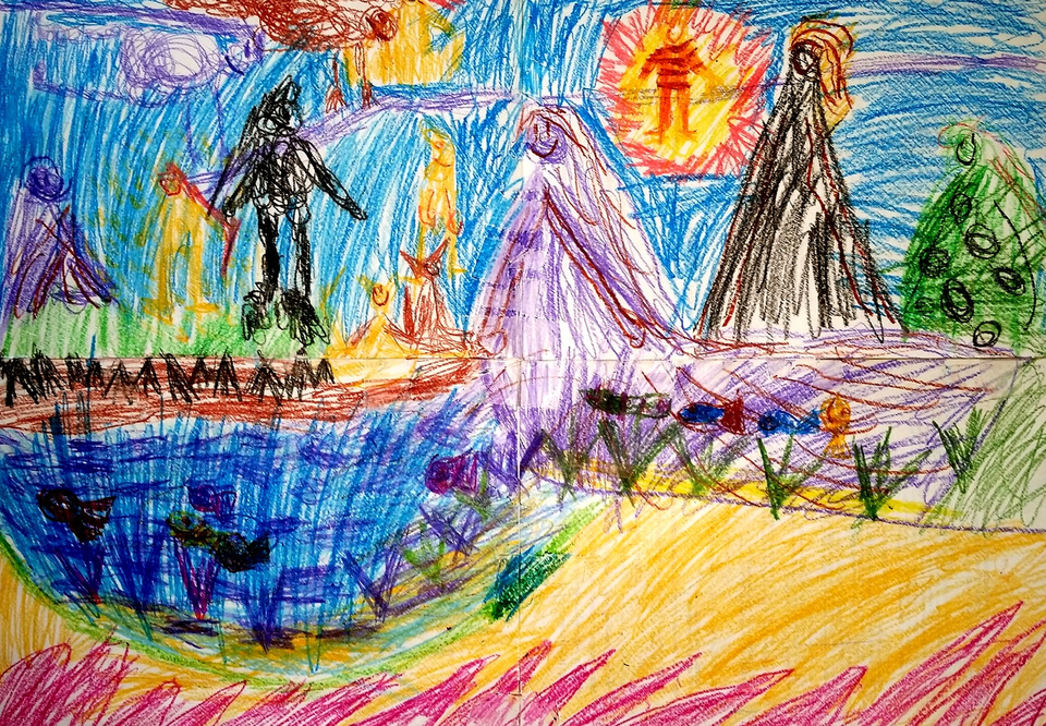 Детский рисунок - На Азовском море