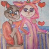 Рисунок "Влюбленная парочка Том и Анджела" на конкурс "Конкурс детского рисунка "Миры компьютерных игр""