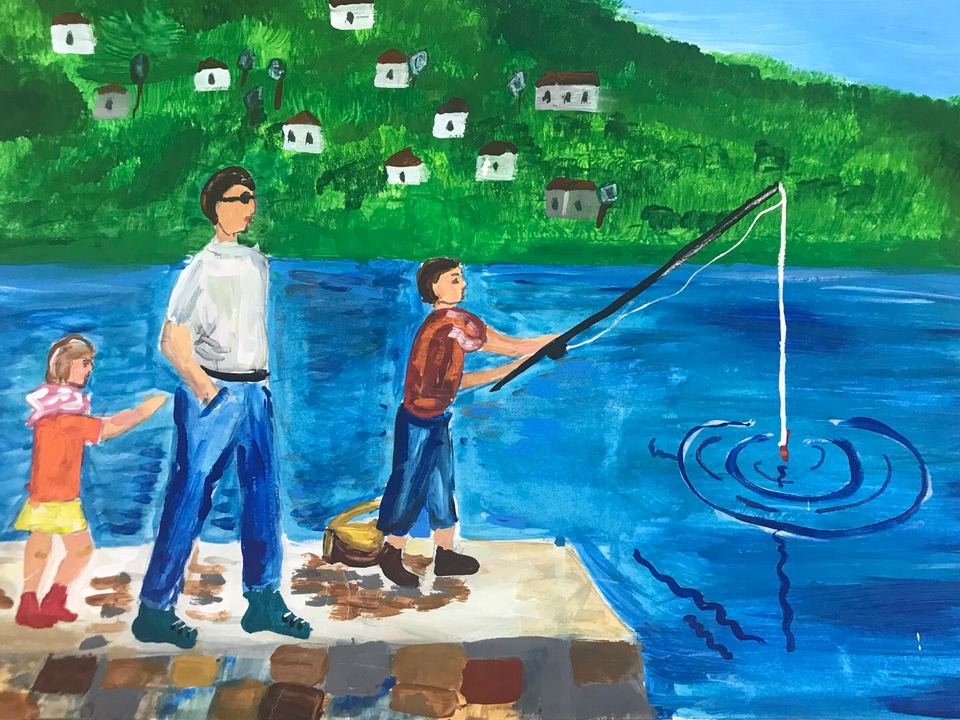 Детский рисунок - На рыбалке