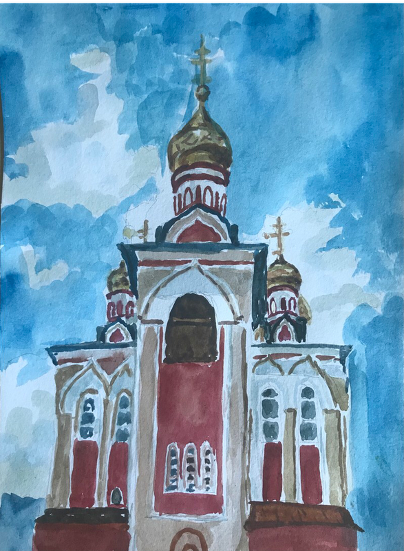 Детский рисунок - Храм новомучеников и исповедников российских
