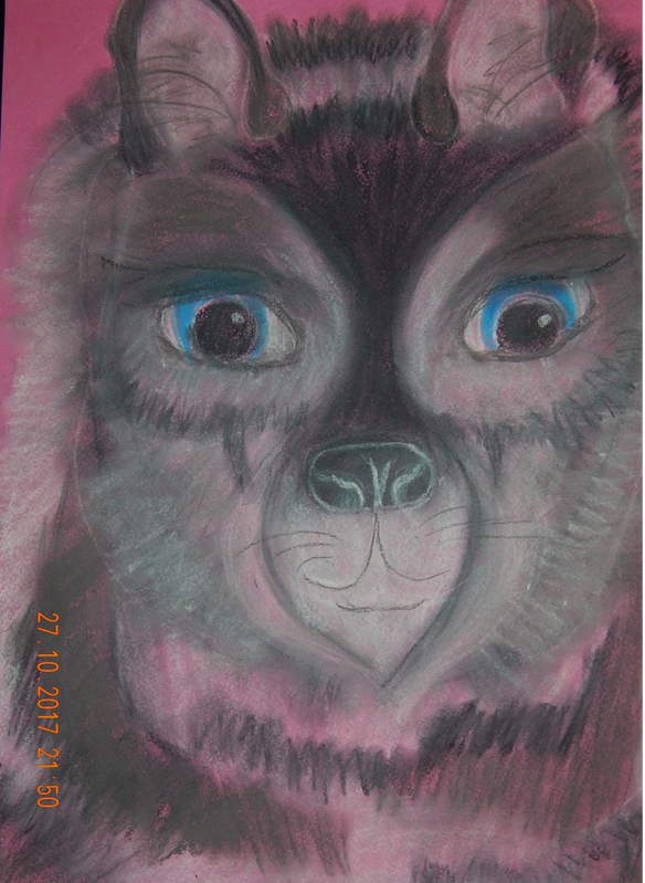 Детский рисунок - Лунный волчонок