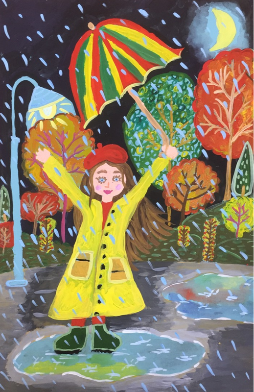 Детский рисунок - Осенний дождик