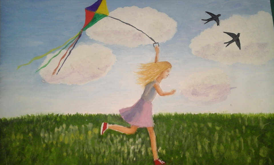 Детский рисунок - на встречу с ветром