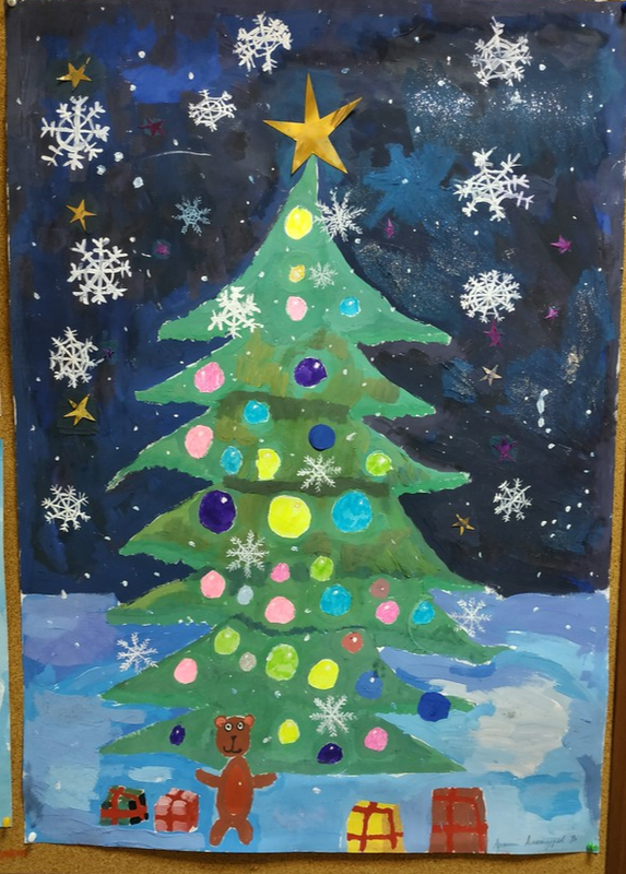 Детский рисунок - Новогодняя елка