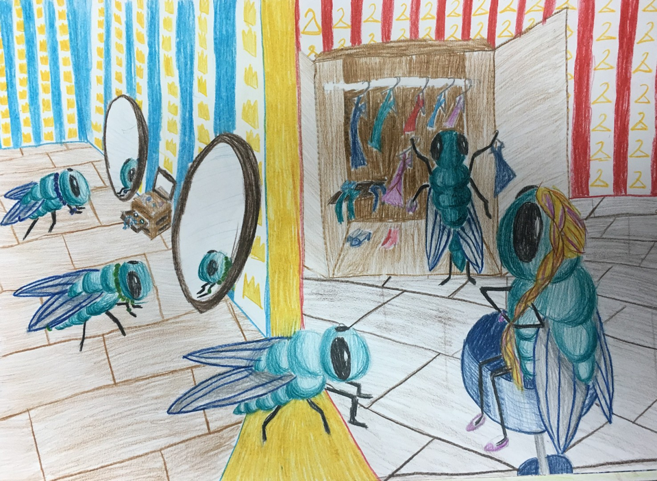 Детский рисунок - Модные мухи