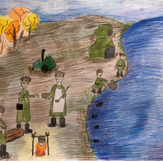 Рисунок "На привале" на конкурс "Конкурс детского рисунка “75 лет Великой Победе!”"