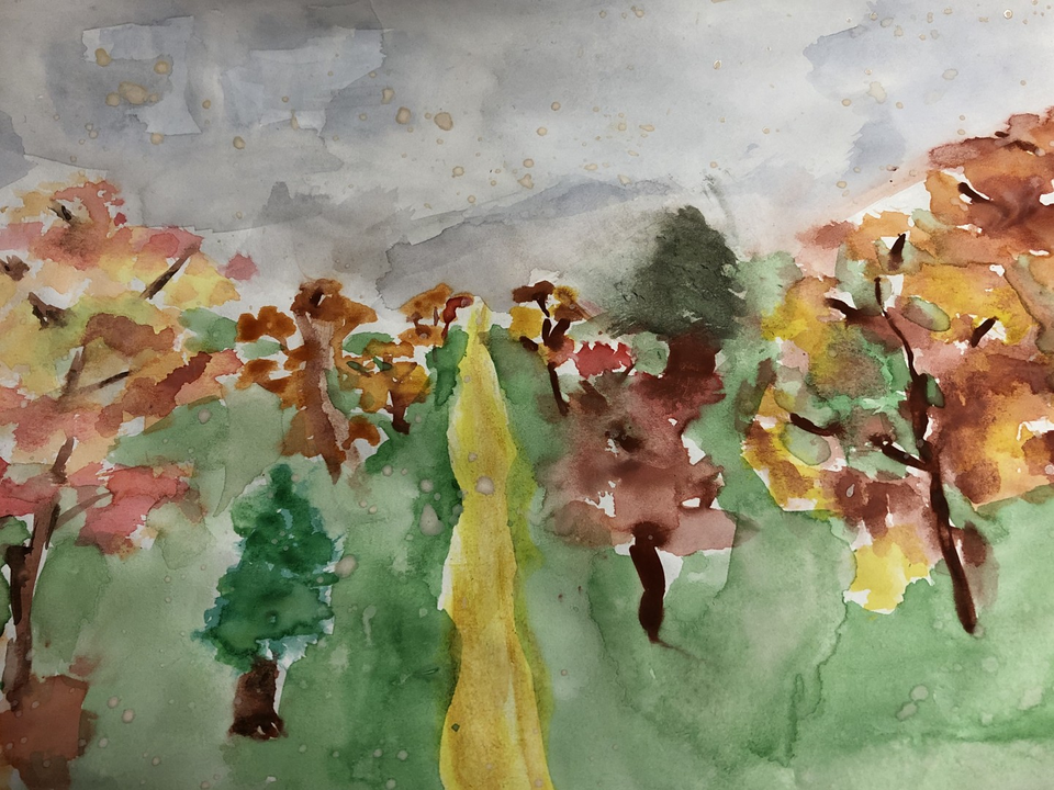 Детский рисунок - Осенний парк