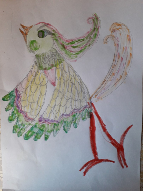 Детский рисунок - Птица певчая