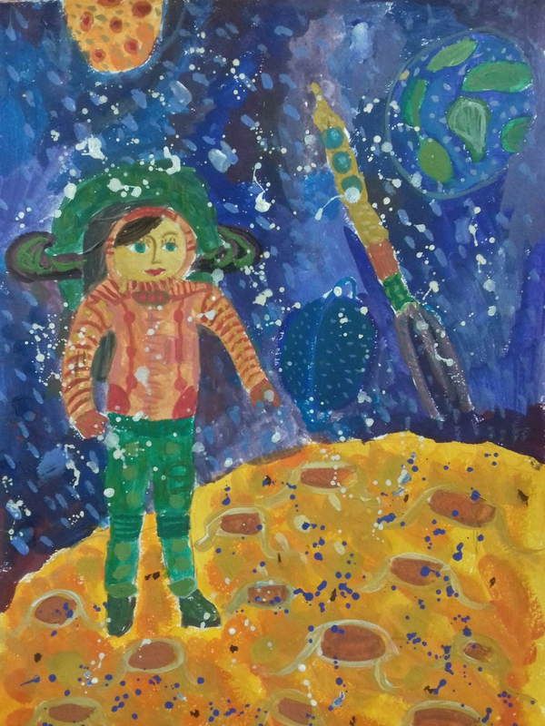 Детский рисунок - Высадка на Луну