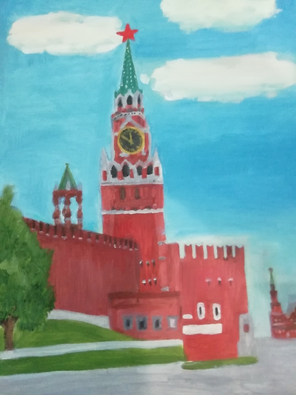 Детский рисунок - Воспоминание о прогулке по Красной площади