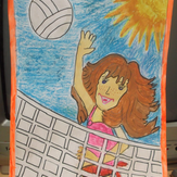 Рисунок "играла в пляжный волейбол" на конкурс "Конкурс детского рисунка “Как я провел лето - 2020”"