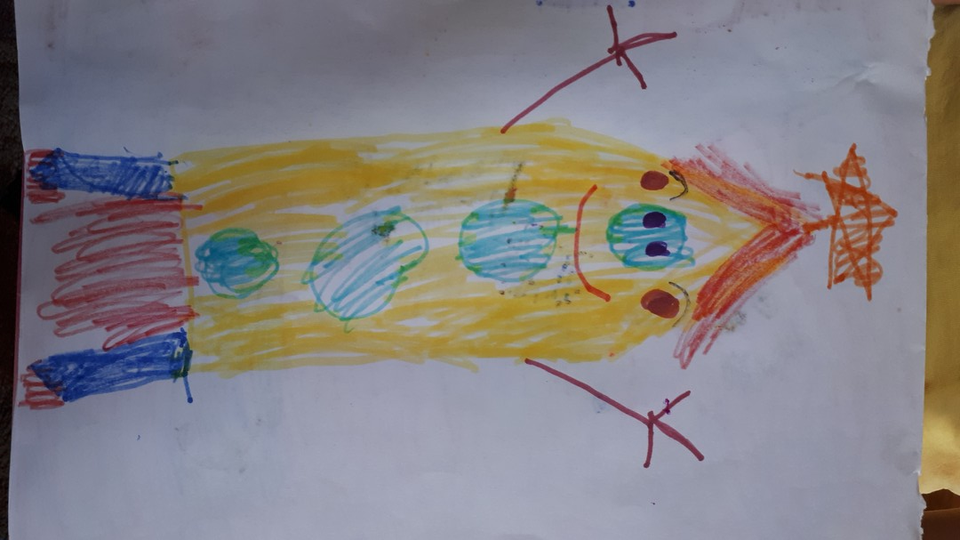 Детский рисунок - Ракета Хрю