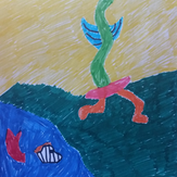 Рисунок "Змееног и зебрыб" на конкурс "Конкурс детского рисунка “Невероятные животные - 2018”"