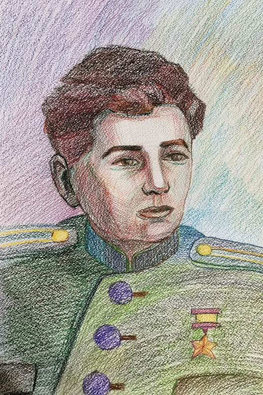 Детский рисунок - А П Маресьев Герой Советского Союза
