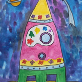 Рисунок "Приземление ракеты на Луну" на конкурс "Экспресс-конкурс “На Луну - 2018”"