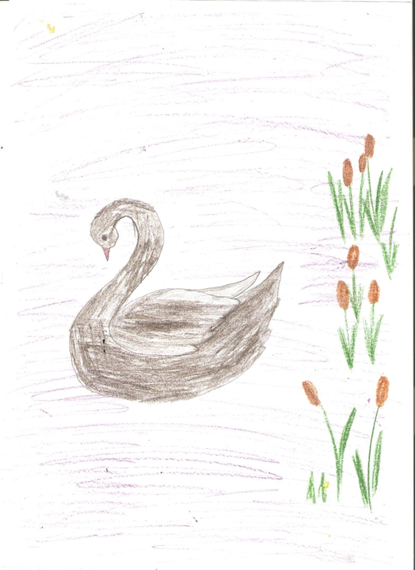 Детский рисунок - Лебедь
