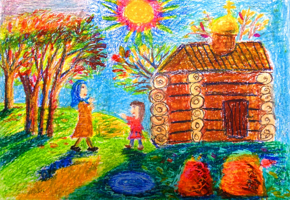 Детский рисунок - Яркая осень