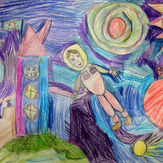 Рисунок "Я в космосе" на конкурс "Конкурс детского рисунка по 6-й серии сериала Рисовашки "На Луну""