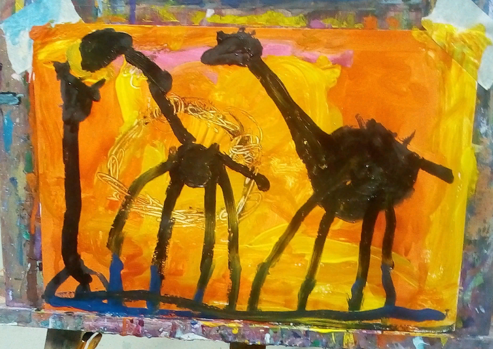 Детский рисунок - Жирафы