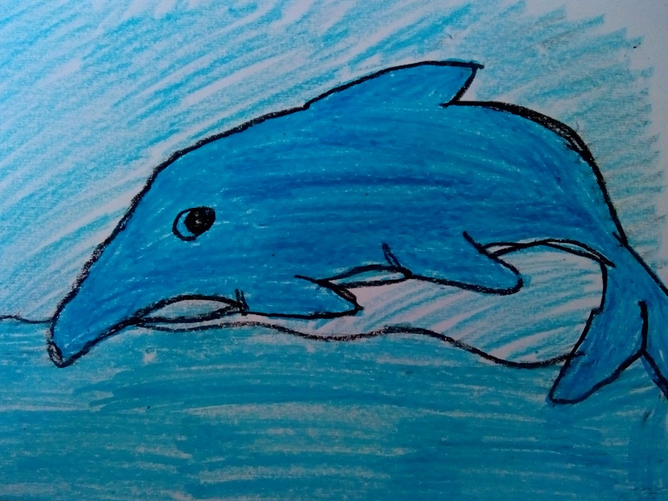 Детский рисунок - Дельфин
