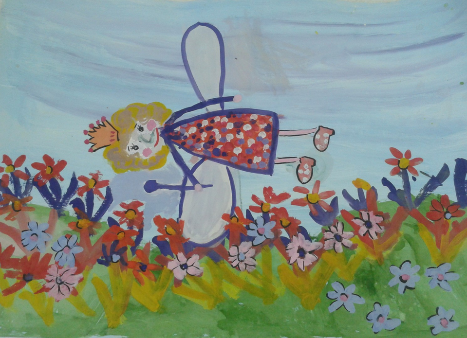 Детский рисунок - Цветочная феечка