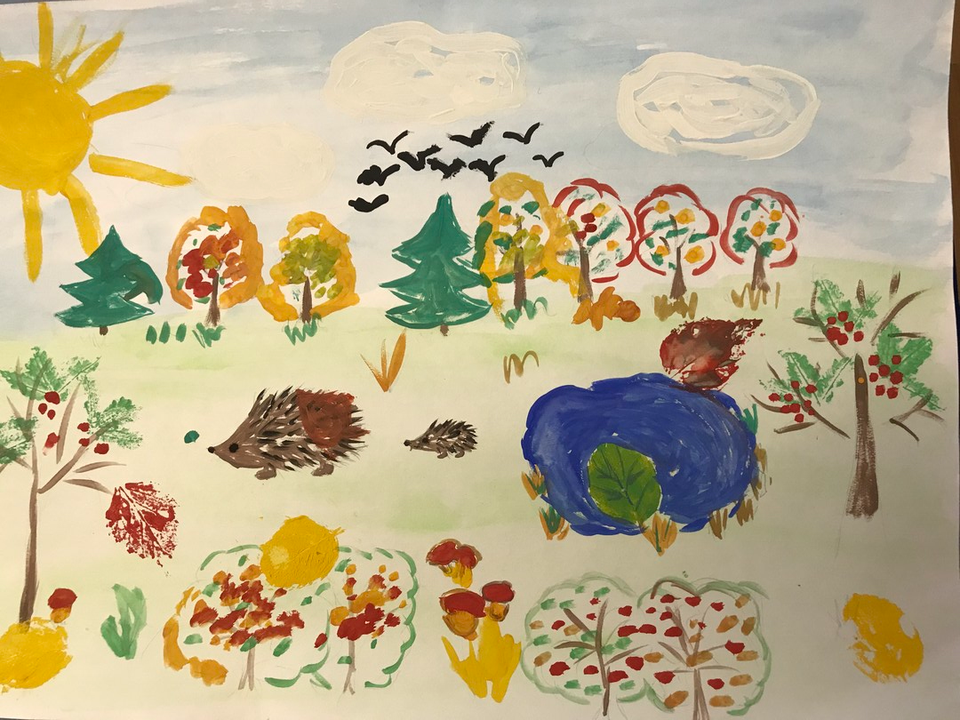 Детский рисунок - Осень в лесу