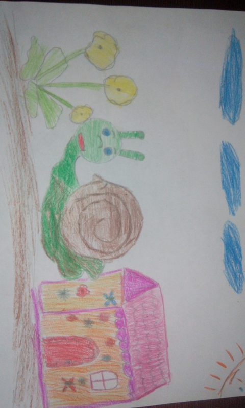 Детский рисунок - эвелинка и ее домик