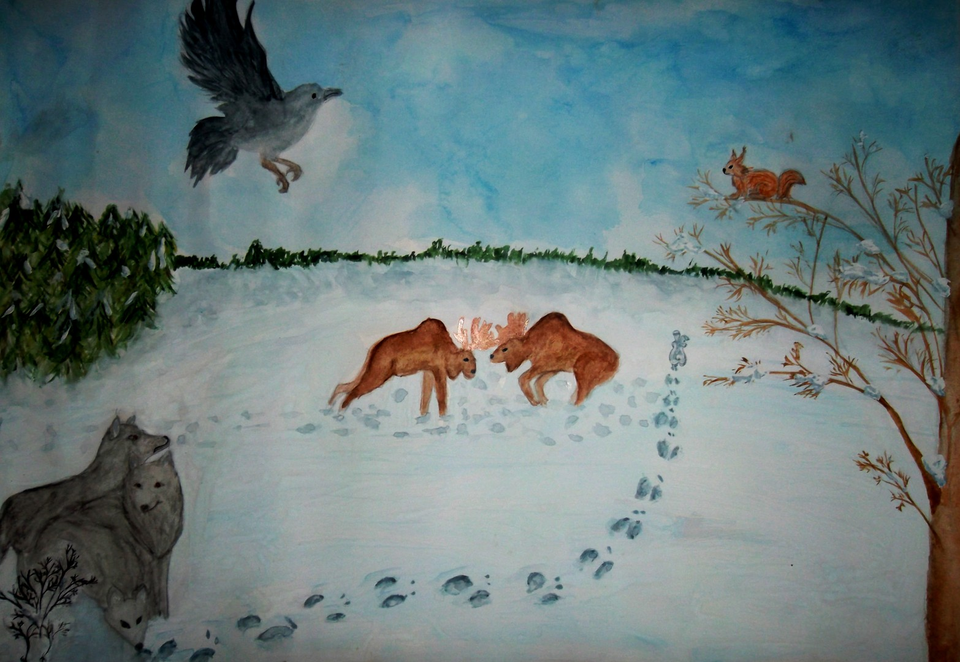 Детский рисунок - Природа зимой