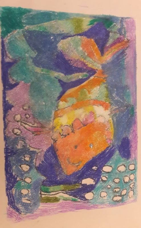 Детский рисунок - Золотая рыбка