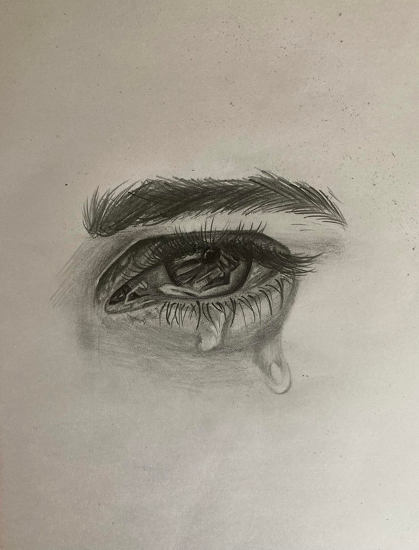 Детский рисунок - слеза на глазах
