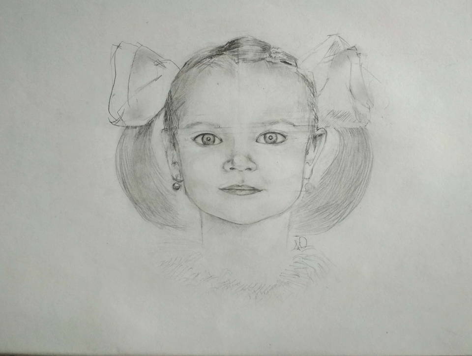 Детский рисунок - Портрет карандашом