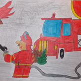 Рисунок "Профессия - Пожарный" на конкурс "Конкурс детского рисунка “Когда я вырасту... 2018”"