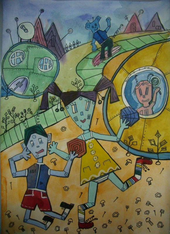 Детский рисунок - Игры инопланетных детей