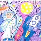 Рисунок "Первый человек в космосе" на конкурс "Конкурс творческого рисунка “Свободная тема-2021”"