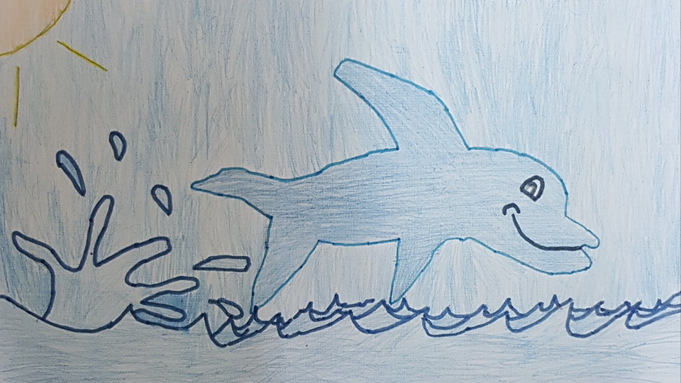 Детский рисунок - Дельфиненок