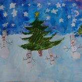 Рисунок "Семья снеговиков встречает новый год" на конкурс "Конкурс рисунка "Новогоднее Настроение 2017""