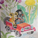 Рисунок "Кротик и автомобильчик"