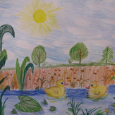 Рисунок "Утята в пруду"