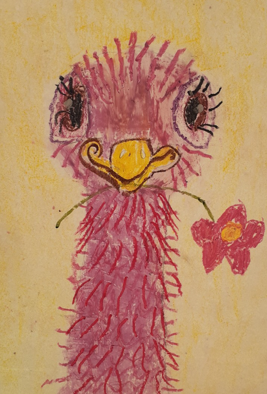 Детский рисунок - Страус очаровашка