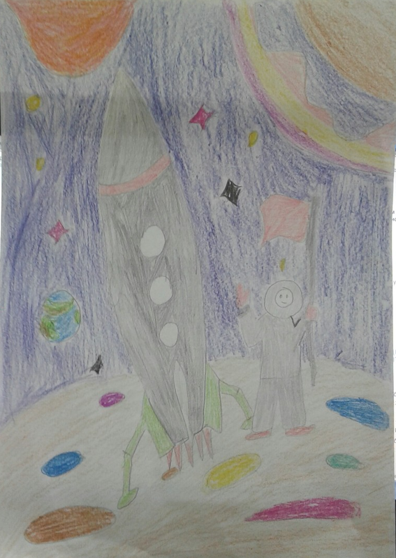 Детский рисунок - Привет с поверхности Луны