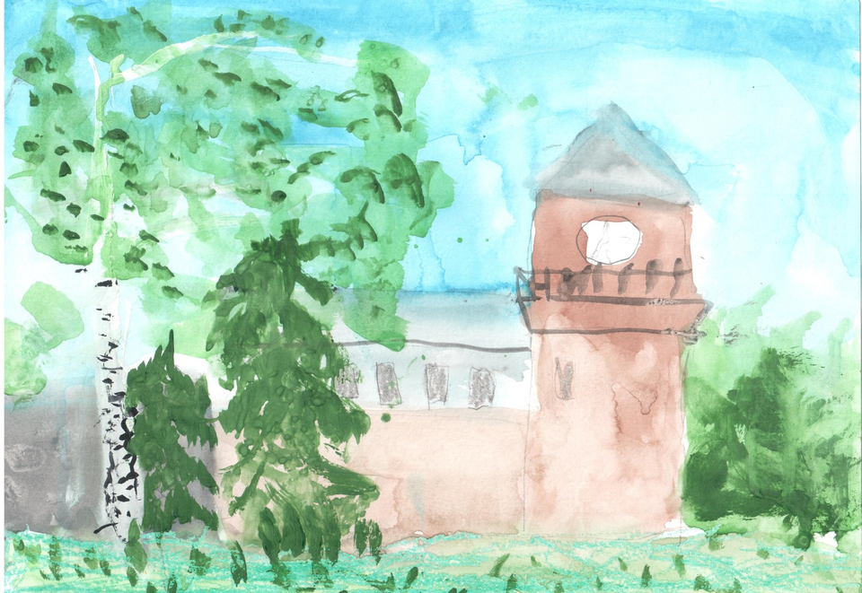 Детский рисунок - Башня-самовар