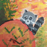 Рисунок "Енот и осень" на конкурс "Конкурс детского рисунка "Краски Осени 2021""