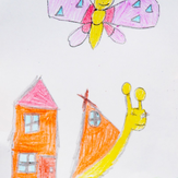 Рисунок "Эвелинка с домиком"