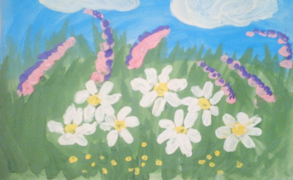Детский рисунок - Летняя полянка