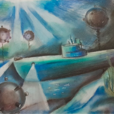 Рисунок "Подводная лодка времен ВОВ"