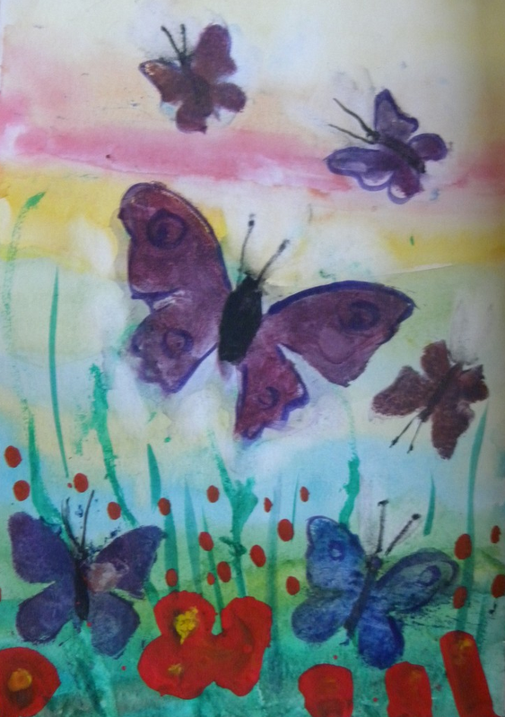 Детский рисунок - Красивые бабочки