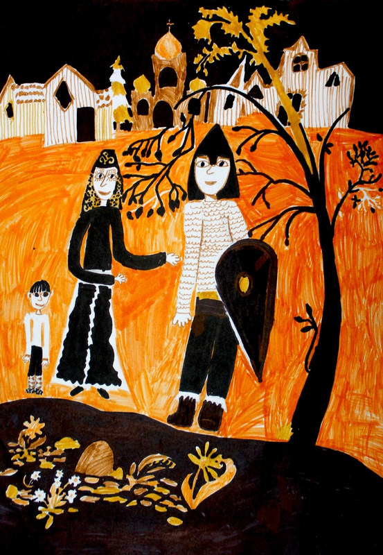 Детский рисунок - Древнерусская семья