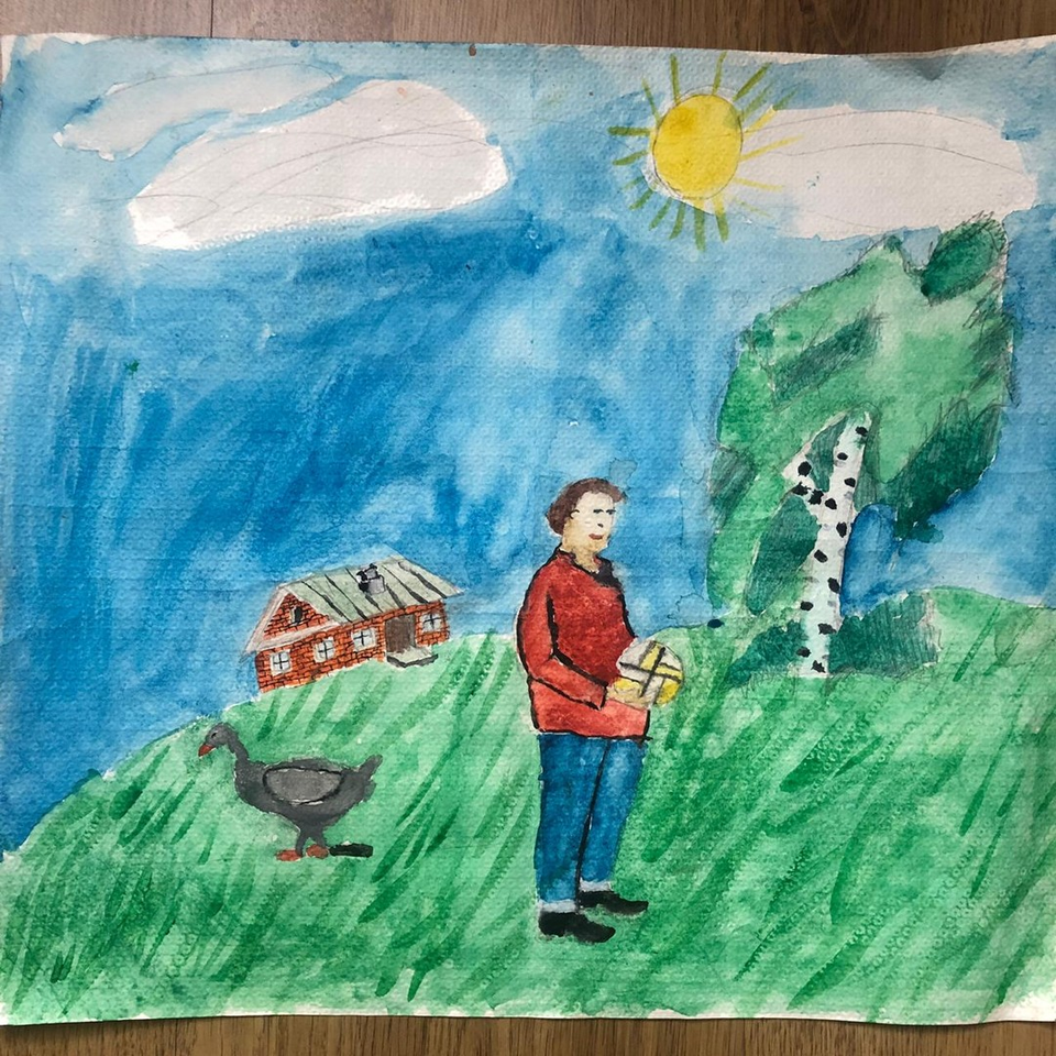Детский рисунок - В деревне